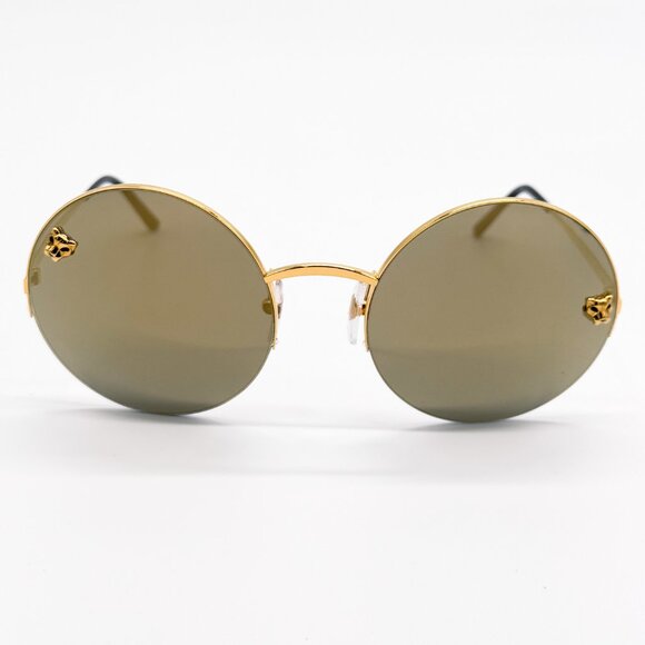 NEW CARTIER CT0022S 002 WOMEN GOLD ROUND SUNGLASSES CT0022S - Picture 4 of 11